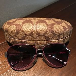 Coach Kristina Purple/Silver Aviator Sunglasses